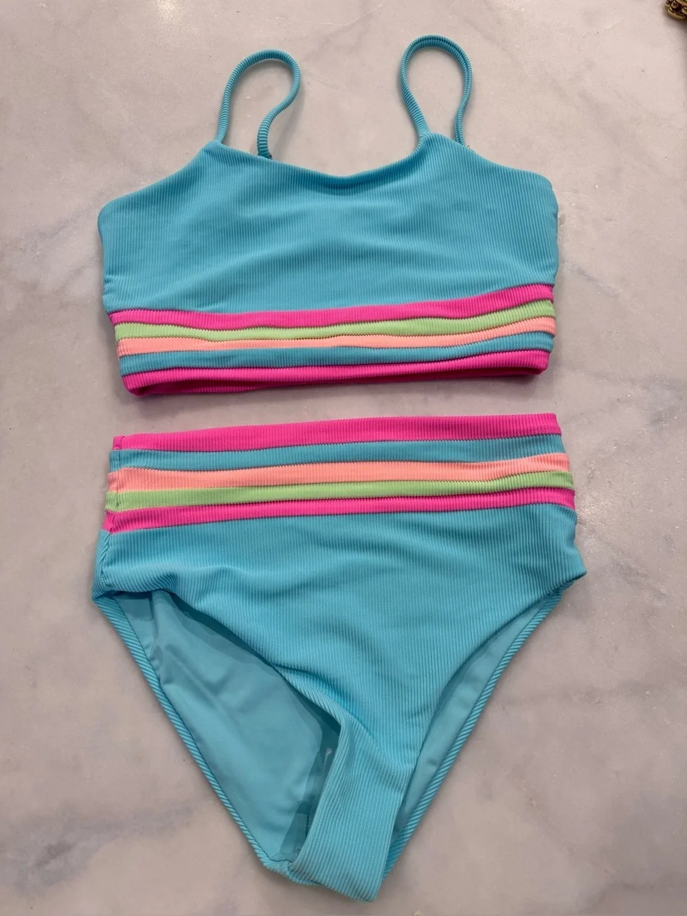 Beach Riot Kids' Little Millie & Mae Two-Piece Swimsuit 13-14 size
